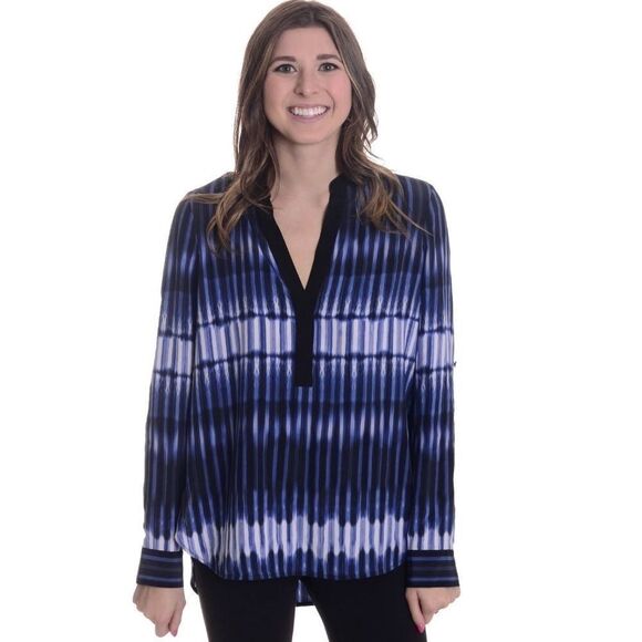 NEW Vince Monaco Starlight Y-Neck Silk Blouse - Picture 1 of 2